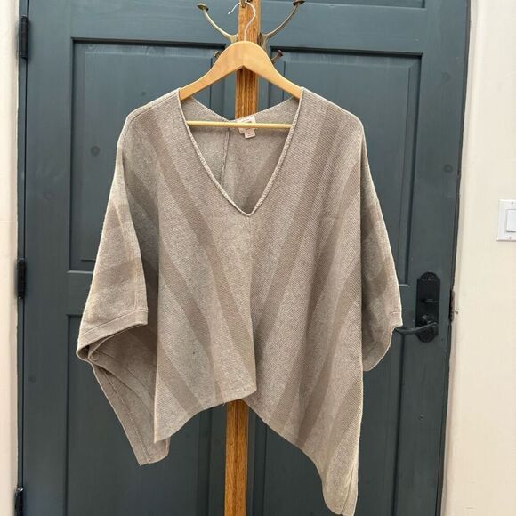Mossimo L taupe/tan striped poncho Large - Picture 1 of 6